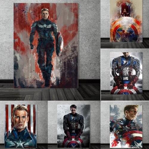 Marvel Superhero Captain America Print Canvas Painting Avengers Posters Street Graffiti Wall Art Pictures Living Room Decor Gift