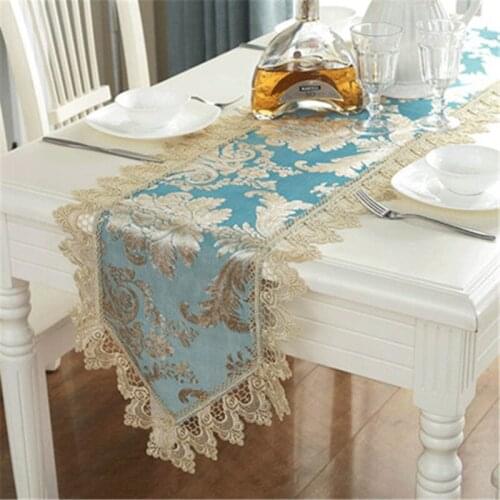 SBB lace Simple Luxury table runners elegantly Embroidery Cozy home decorate Countryside table flags light green Peacock Blue
