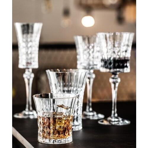 Luxury Retro Diamond Carved Crystal Glass Red Wine Cup Goblet Champagne Glasses Cocktail Whiskey Cups Home Drinkingware