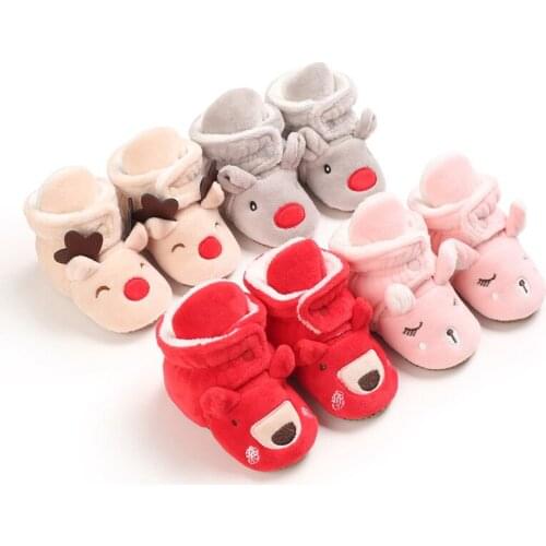 Christmas Infant Baby Shoes Toddler Kids First Walkers Winter Newborn Baby Boy Warm Soft Sole Anti-slip Booties