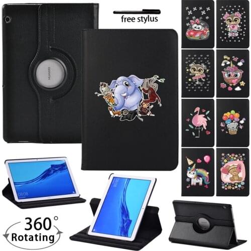 Smart Case for Huawei MediaPad T3 10 9.6"/MediaPad T5 10 10.1" 360 Degrees Rotating PU Leather Flip Tablet Cover Cases