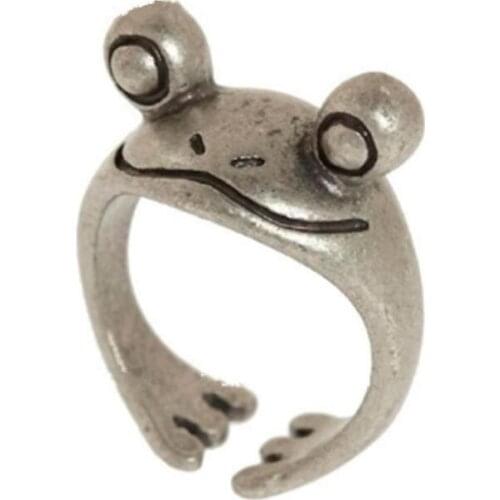 Vintage Lovey Animal Frog Finger Rings for Women Girls Creative Design Hug Ring Open Adjustable Jewelry for Men Party Lover Gift
