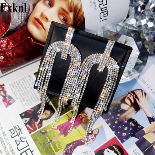 Exknl Statement Tassel Earrings Women Silver Color Large Female Party Fashion Big Long Drop Earrings Jewelry Earrings 2020 New