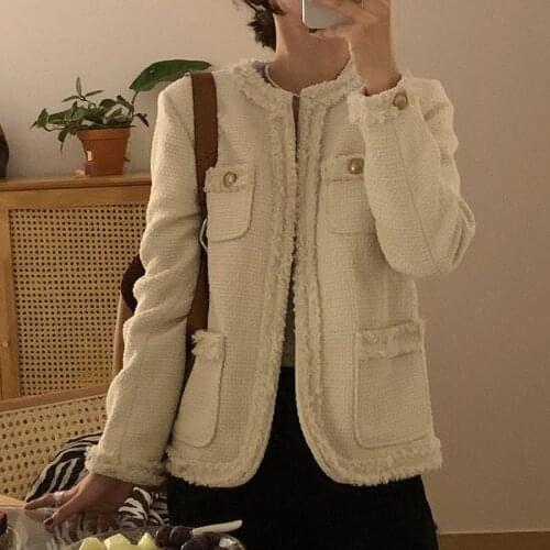 Casual Feminine Women O-Neck Outerwear Office Lady Loose 2021 New Elegant Street Winter Warm Coat Jackets Tops