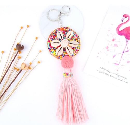 1Pc Bohemian Sea Shell Colourful Tassel Keychain Handcraft Exquisite Women Girl Souvenir Gift Purse Jewelry Supplies
