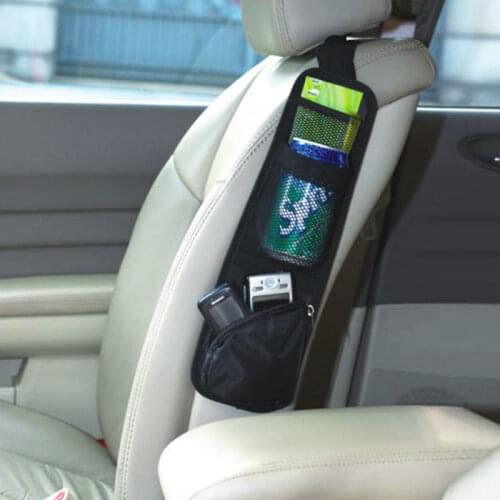 1Pcs Car Styling Three Colors Interior Seat Side Suspension Bag Car Storage Tissue Bag Seat Side Mesh Mobile Phone Water Pocket