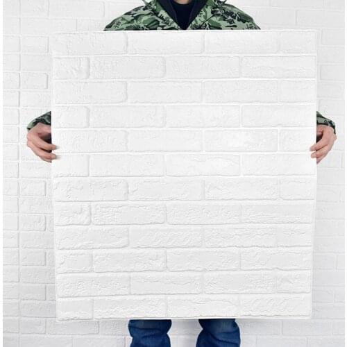 10pcs/bag 77*70cm White Wall Sticker Waterproof 3D Brick Wall Stickers Self Adhesive Plastic Wallpaper Bedroom TV Wall Decor