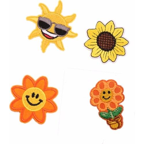 10 PCS Sun Flower Embroidery Patch Iron On Patches For Clothes Sunflower Embroideried Patches DIY Decoration Floral Appliques