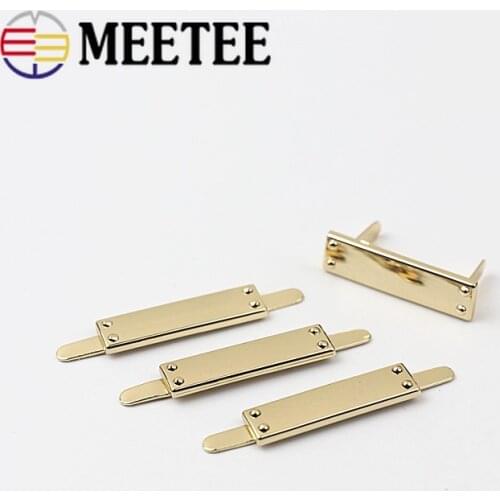 20pcs 30x8mm Metal Bag Labels Rectangle Leather Hardware Handcraft Decor Buckles for Handbag Shoes Garment Sewing Accessories