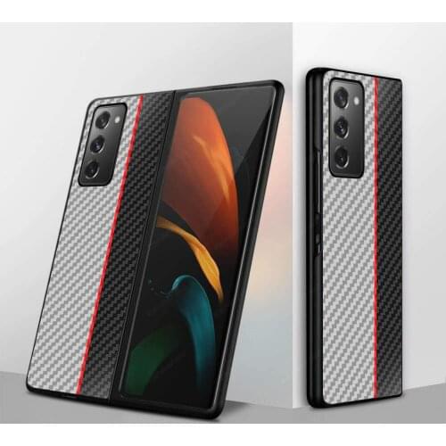 2021 Carbon Fiber Pattern Back Cover for Samsung Galaxy Z Fold 2 Folding Screen Mobile Phone Case Fold 2 5G Shockproof Shell