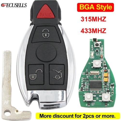 3+1/4 Button Remote Smart Car Key 315Mhz or 433Mhz NEC BGA Style Uncut Blade for Mercedes Benz A E S G CLK SLK ML Class 2000