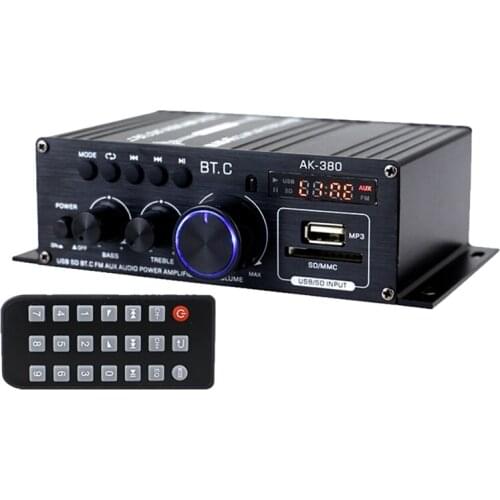 40Wx2 Bluetooth 5.0 Hifi Power Amplifiers for Home Car Audio 12V Digital Sound Amplifier Music Player Fm Radio Ak380