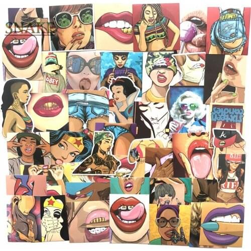 47 Pcs Styling Pvc Waterproof Tease Vulgar Sexy beauty Girls Stickers For Laptop Motorcycle Skateboard Luggage Decal Toy Sticker
