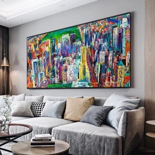 Abstract City Manhattan Panorama Canvas Painting Modern Posters and Prints Cuadros Wall Art Pictures for Living Room Home Decor