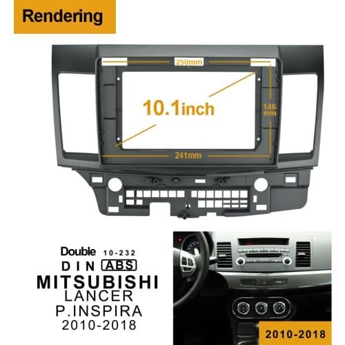 2Din Car DVD Only Frame Audio Fitting Adaptor Dash Trim Kits Facia Panel 10.1" For MITSUBISHI LANCER P.INSPIRA 2010-2018 Radio