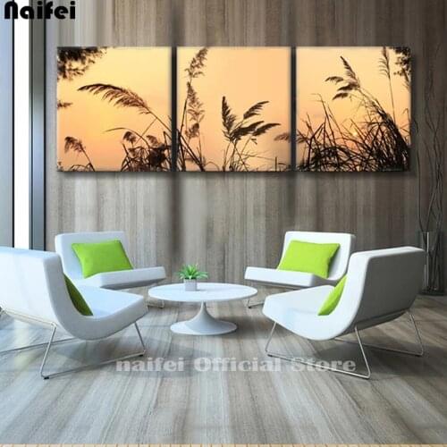 3pcs,Diamond Embroidery Sunset Wheat Field Landscape,5d Full Square Round Diamond Painting,Mosaic Rhinestones Cross Stitch Gift