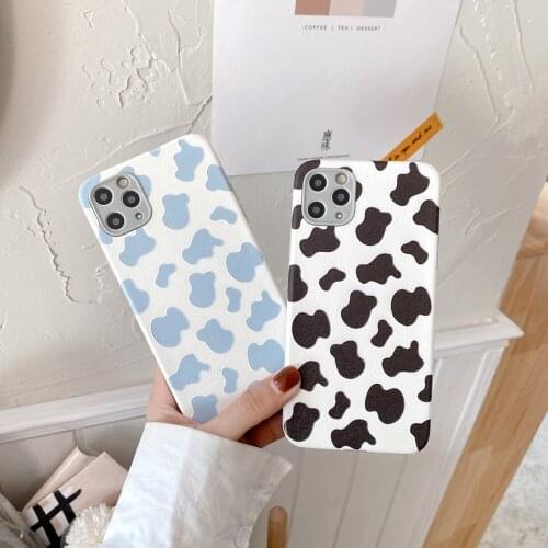 Cute Milk Cow Pattern Phone Case For iPhone 11 Pro XS Max XR Fashion Matte Soft Shockproof Cover For iPhone SE 2020 8 7 Plus