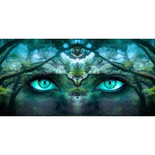 GLymg DIY Embroidery Handicrafts Rhinestones Embroidery Diamond Painting Kits For Adults Emerald Forest Eyes Wall Arts Decor