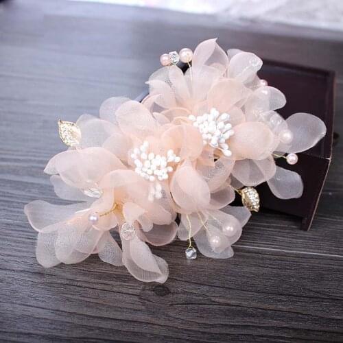 Bride headdress hand silk yarn white flowers Lace Wedding headdress Accessories barrettes for women