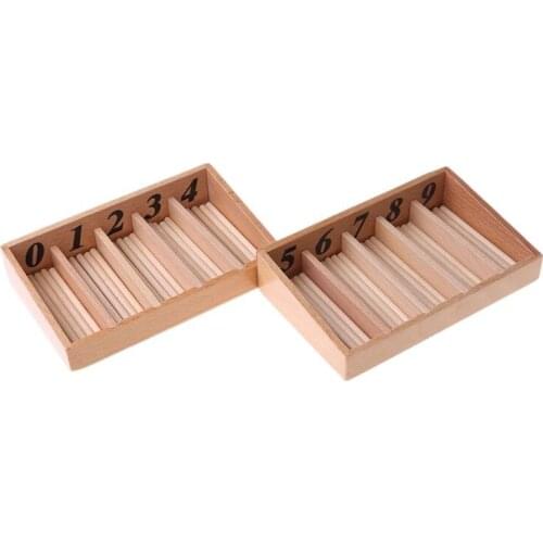 HX5D Montessori Wooden Spindle Box 45 Spindles Mathematics Counting Educational Toy