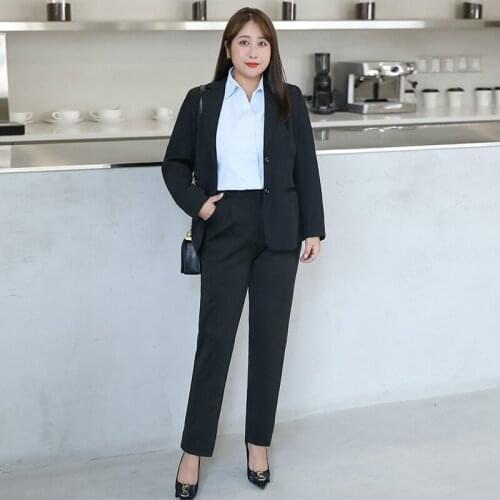 3XL-10XL Plus Size Womens Professional Suit Pants 2-piece Temperament Long-sleeved Ladies Jacket Office Work Clothes Female