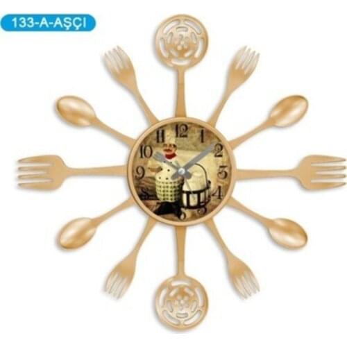 Galaxy Kitchen Wall Clock Fork Spoon Silent Dial Gold Color Favorite Trend Outlets Popular Special Advantageous Summer Winter Lady Erk