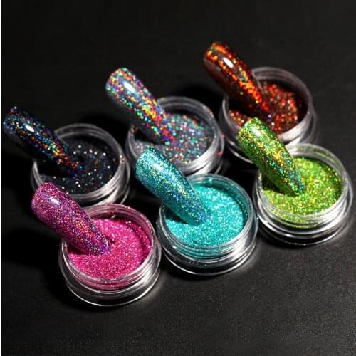 1 Box Hot Sale Holographics Nail Powders Laser Shiny Nail Glitters Dust Decorations For Nail Art Chrome Pigment DIY Accessories