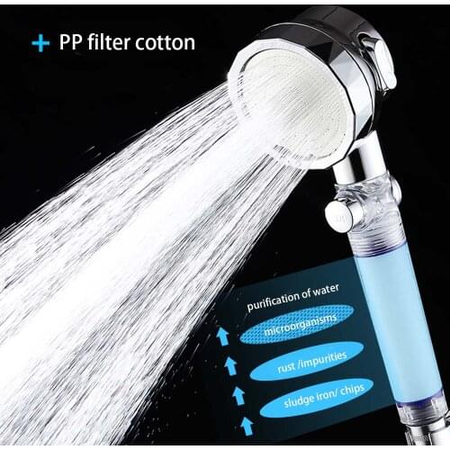 3 Functions Diamond Shape Massage High Pressure Sprayer PP Cotton Filter Showerhead Bathroom Hand Held Shower Head With Scrubing