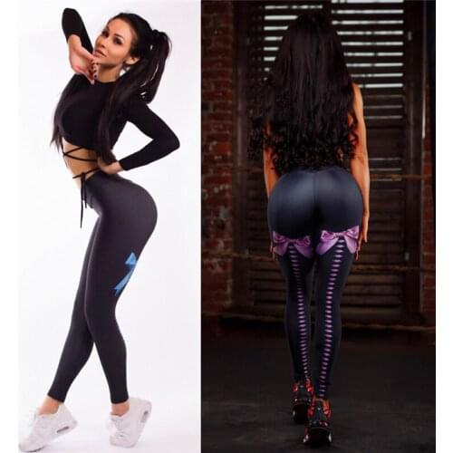 New Bow Digital Printing Leggings High Elastic Yoga Pants 2021 New Women Yoga Leggings Sports Pants Workout Gym Running Leggings