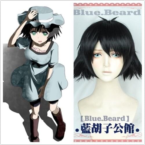 New Anime Steins Gate Ruka Urushibara Cosplay Shiina Mayuri Wig Black Short Curly Halloween Synthetic Hair + Free Wig Cap