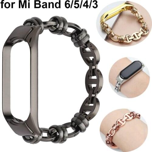 New Watch Band for Mi 6 Watchband Strap Slim for Xiaomi Mi Band 5/4/3 Wristband Bands Stainless Steel Bracelet for Women Men