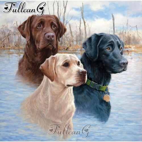 FULLCANG 5d diy full square/round drill animal diamond painting labrador pet dog mosaic embroidery sale resin craft kit FC623