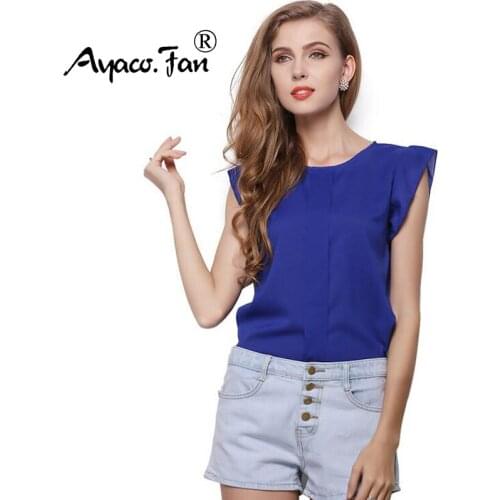 Hot Women Chiffon Blouses Summer Shirts O-neck Ruffled Pleated Sleeve Strap Solid Tops Blouses Casual Ladies Solid Shirt Blusas