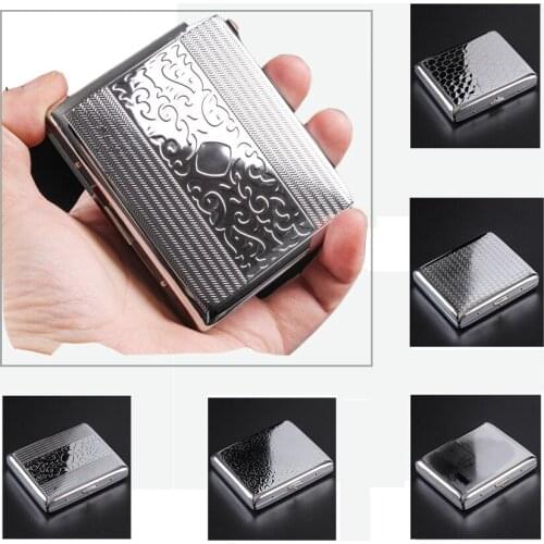 Portable Metal Cigarette Case for 20 Cigarettes Flip Open Anti-pressure Traveling Cigarette Container Box Holder Outdoor Smoking