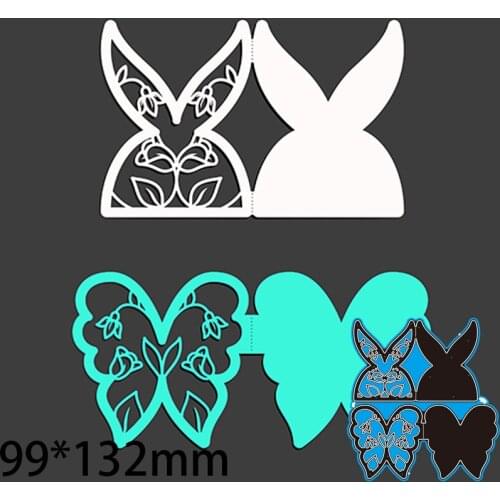 Cutting Dies Rabbit Butterfly Stencil Craft for Scrapbook Stamps Dies Embossing Paper Gift Card 99*132mm