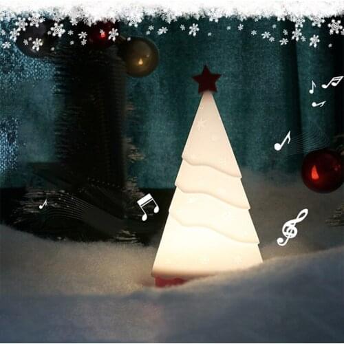 Christmas Tree Night Light Creative Music Player Bedroom Bedside Lamp Silicone Pat Color Change Night Lamp Childrens Gifts