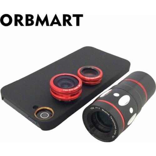 ORBMART 4 in 1 Fish Eye Wide Angle Macro 10x Zoom Telescope Camera Lens With Back Cover For Samsung Galaxy Note 3 N9000 N9005