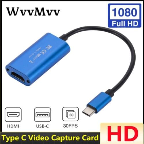 WVVMVV Type-C Video Capture Card HDMI-compatible to USB 1080P HD Game Record for PS4/5 Switch Live Streaming Broadcast Camera