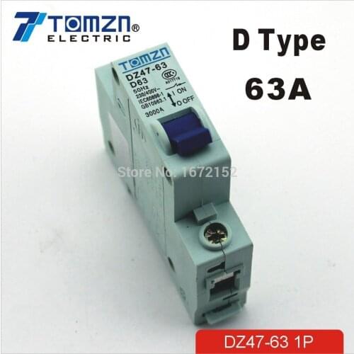 1P 63A D type 240V/415V 50HZ/60HZ Mini Circuit breaker MCB C45
