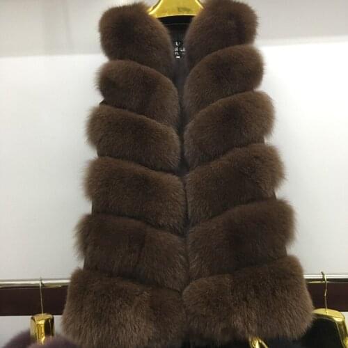 2021 New fashion natural FOX fur long vest real FOX fur gilet winter high quality women real FOX fur coat A380-021
