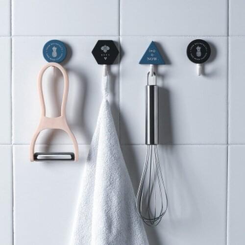 3pcs / Set Kitchen Bathroom Adhesive Support Wall Door Hook Nordic Wind Creative Plastic Self Adhesive Hanger for Bag Keys Towel