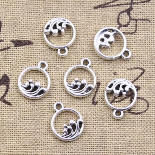 30pcs Charms Waves Surge 14x11mm Antique Silver Color Pendants Making DIY Handmade Tibetan Finding Jewelry