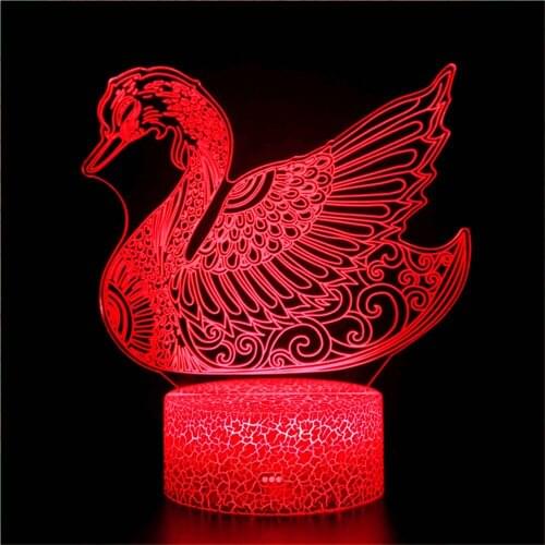 Animal Swan 3D Night Light Phoenix Holographic Color Childrens Bedroom Creative Bedside Usb LED Christmas Gift Colorful Lights