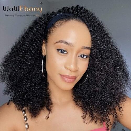 Afro kinky curly wig full machine made wig with headband for black women middle part wig kinky curly wig 250 density wig