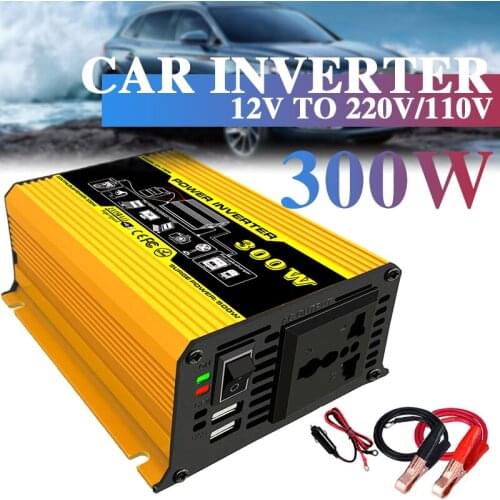 300W 220V/110V Yellow Dual USB Car Power Inverter Converter Charger Adapter Voltage Transformer Modified Sine Wave