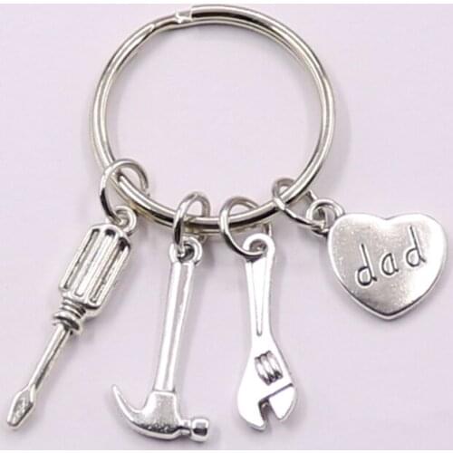 Dad keychain, fathers day gift keychain,DIY Tool Wrench Spanner Rule Hammer Model Key Chain Key Ring KeyChain Keyring Gift