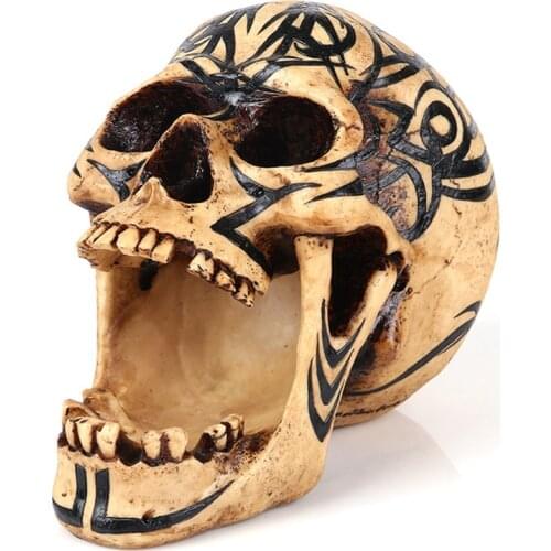 BUF Resin Crafts Statue Skull Head Creative Skull Decoration Figurines Sculpture Ornaments Home Decoration Accessories
