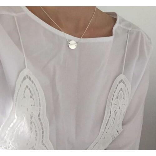 Pure Silver Colares Simple Karma Circle Pendant Gold Colar Geometric Chain Necklaces for Women Bridesmaid Gift