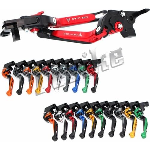 CNC Brake Clutch Levers Motorcycle For YAMAHA MT-03 MT03 MT 03 2005 2006 2007 2008 2009 Foldable Extendable Logo (MT-03)
