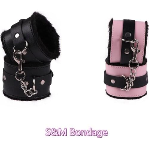 18+ Adults Exotic Accessories of Sexy Leather Bondage Handcuffs Strap with Nipple Clamp Sex Toys for Fetish Whip Spanking Flirt